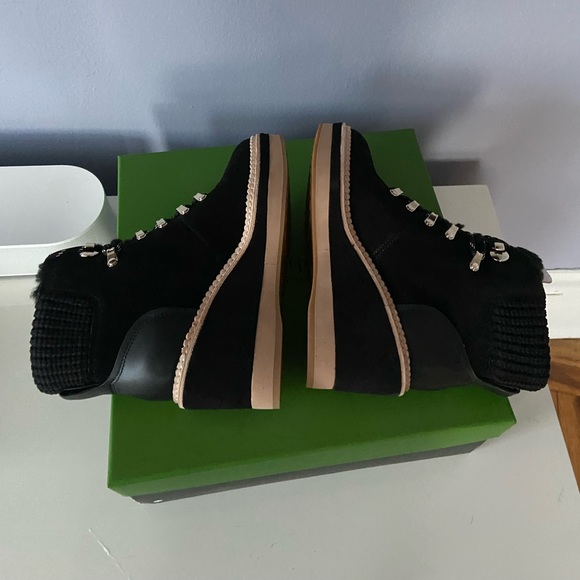 Kate Spade Willow Wedge Lace Up Shearling Booties in Black Size 5 NEW in Box - Picture 4 of 8